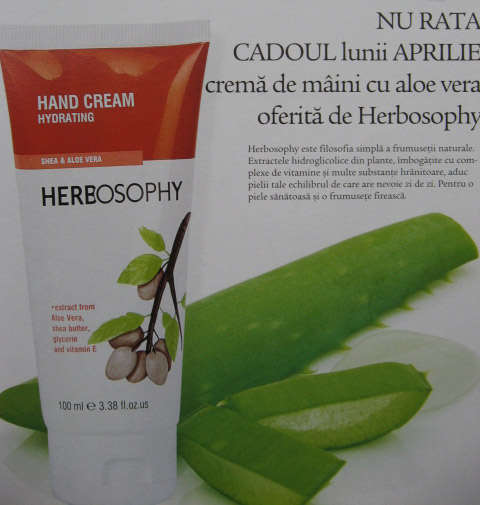 Promo cadou FEMEIA. de Aprilie 2011: Crema de maini Herbosophy cu aloe vera (100 ml)