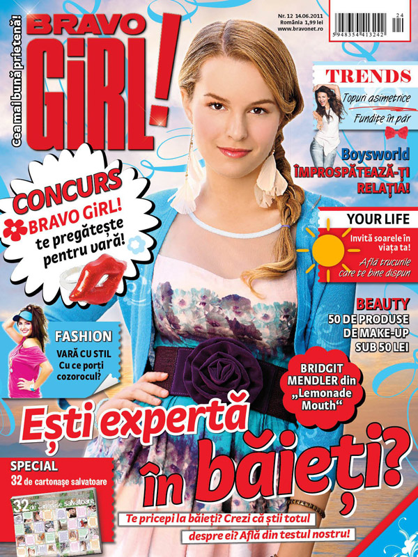 Bravo Girl ~~ Cover girl: Bridgit Mendler ~~ Iulie 2011