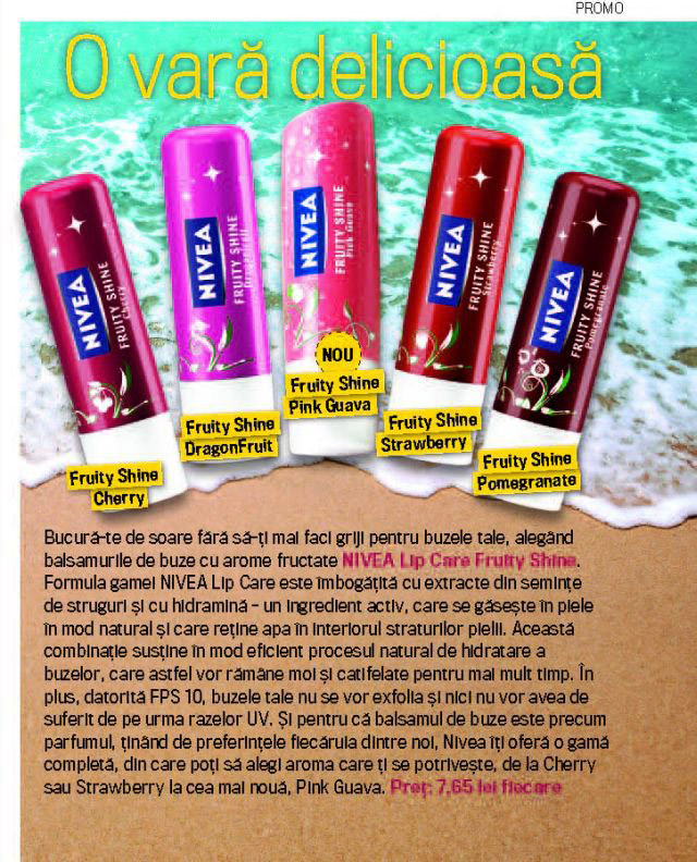 Balsamul de buze Nivea Fruity Shine Cherry ~~ impreuna cu OK! Magazine Romania din 15 Iulie 2011 ~~ pret 5,50 lei