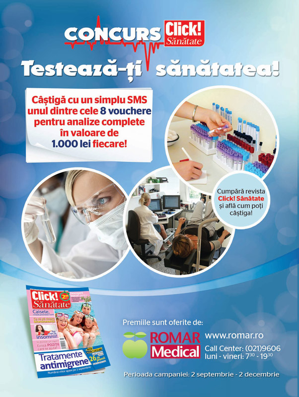 Concurs Click! Sanatate ~~ Vouchere pentru analize complete la Romar Medical