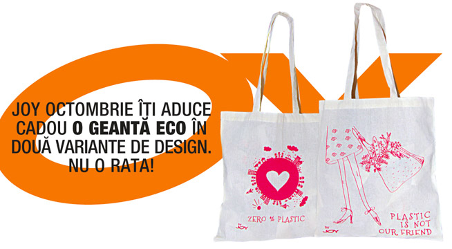 Geanta eco in 2 variante de design ~~ cadoul revistei JOY Romania ~~ Editia Octombrie 2011