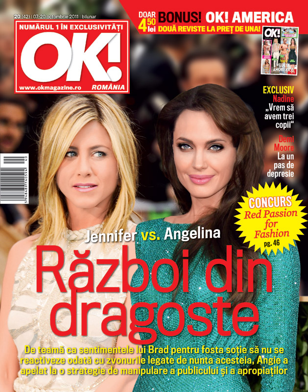 OK! Magazine Romania ~~ Coperta: Jennifer Aniston si Angelina Jolie ~~ 7 Octombrie 2011