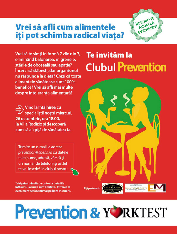 Club Prevention: despre intoleranta alimentara cu YorkTest ~~ Bucuresti, 26 Octombrie 2011