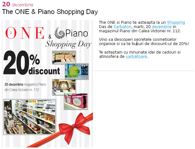 Eveniment THE ONE ~~ Piano Shopping Day ~~ Bucuresti, 20 Decembrie 2011