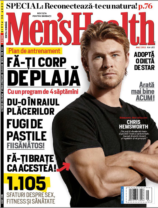 Men\'s Health Romania ~~ Cover man: Chris Hemsworth ~~ Mai 2011