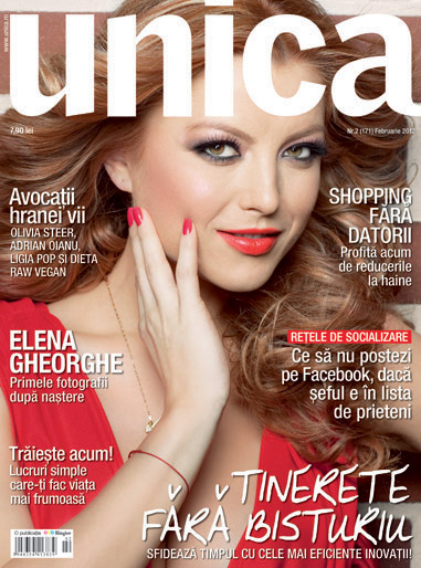 Unica ~~ Cover girl: Elena Gheorghe ~~ Februarie 2012