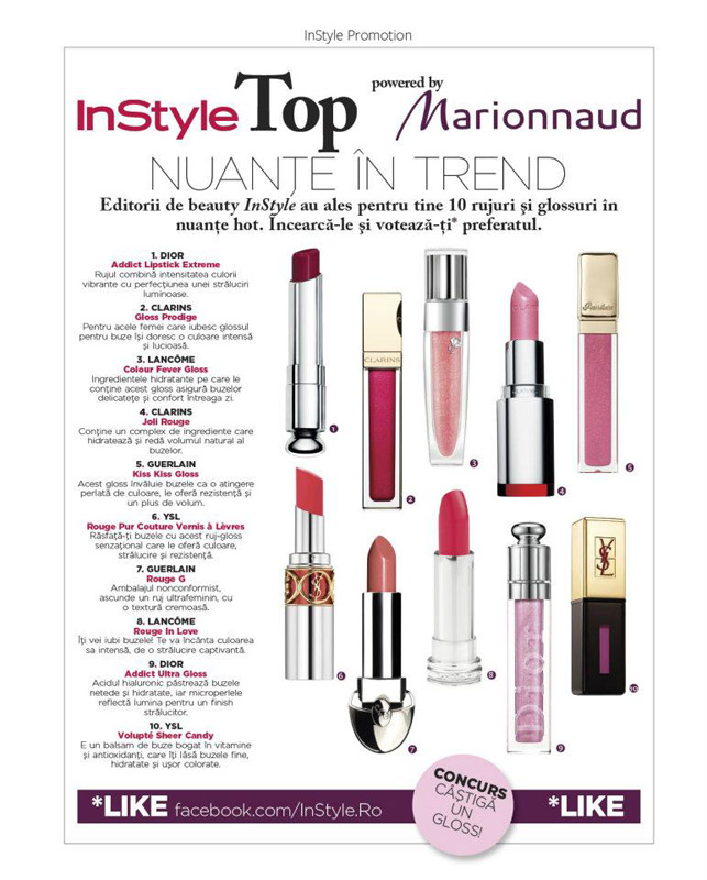 InStyle Romania ~~ Concurs top rujuri powered by Marionnaud ~~ Aprilie 2012