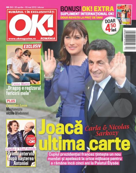 OK! Magazine Romania ~~ Coperta: Carla Bruni si Nicolas Sarkozy ~~ 20 Aprilie 2012 (nr. 8)