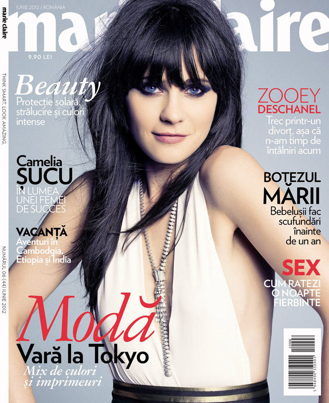 Marie Claire Romania ~~ Cover girl: Zooey Deschanel ~~ Iunie 2012