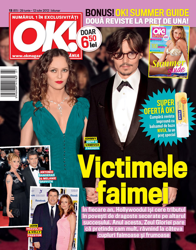 OK! Magazine Romania ~~ Cover story: Victimele faimei ~~ Cadou: balsam de buze NIVEA PURE & NATURAL MILK&HONEY ~~ 29 Iunie 2012