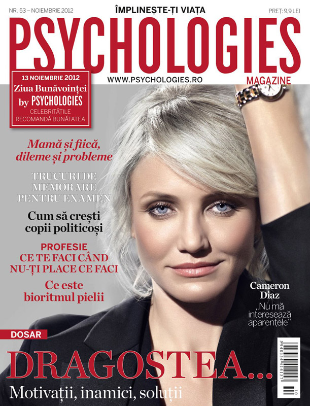 Psychologies Magazine Romania ~~ Cover girl: Cameron Diaz ~~ Noiembrie 2012