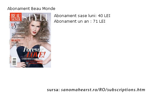 Oferta de abonament pentru revista Beau Monde Style