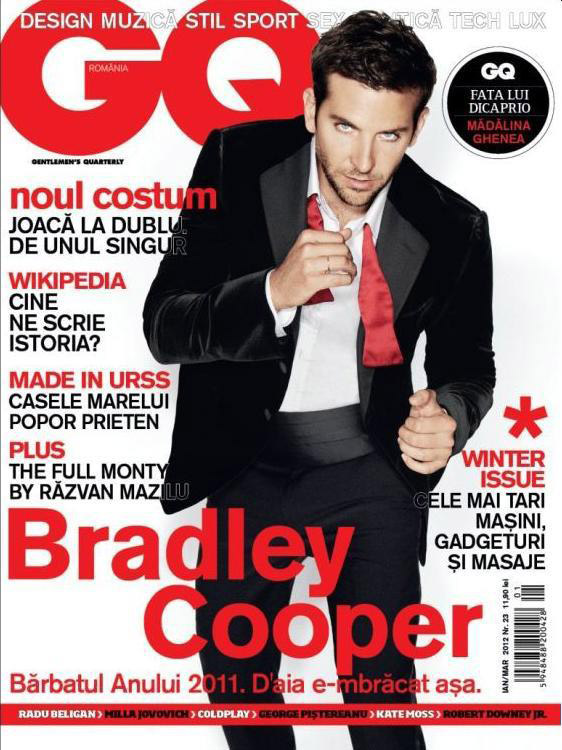 GQ Romania ~~ Cover man: Bradley Cooper ~~ Ianuarie - Martie 2012 ~~ Pret: 11,90 lei