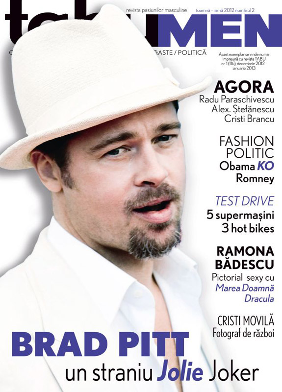 TABU MEN. Revista pasiunilor masuline ~~ Cover man: Brad Pitt ~~ impreuna cu revista TABU editia Decembrie 2012 - Ianuarie 2013 ~~ Pret pachet: 9,90 lei