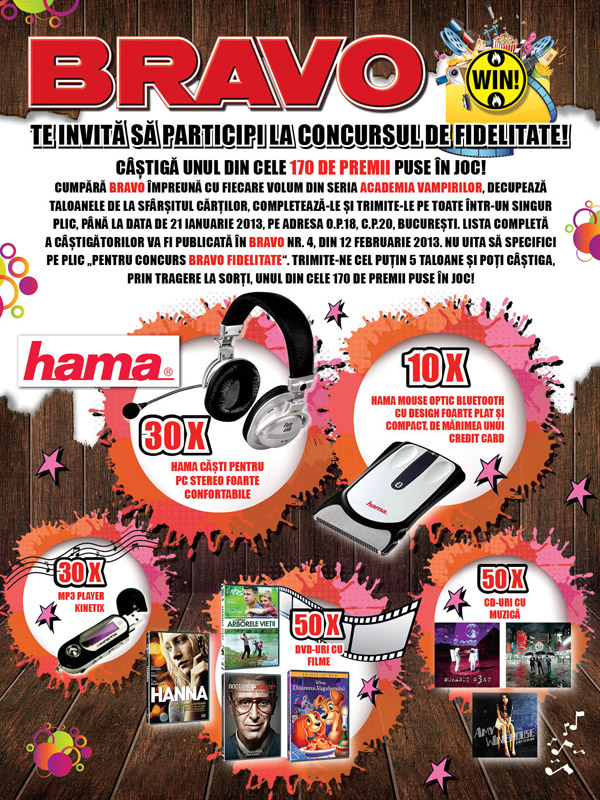Concurs de fidelitate Revista BRAVO si seria ACADEMIA VAMPIRILOR ~~ Ultima zi a participarii: 21 Ianuarie 2013