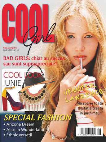 Cool Girl ~~ Cover girl: Jennifer Lawrence ~~ Iunie 2012