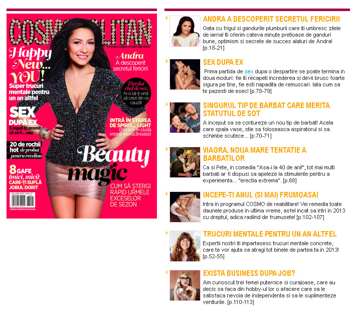 Promo Cosmopolitan Romania, editia Ianuarie 2013