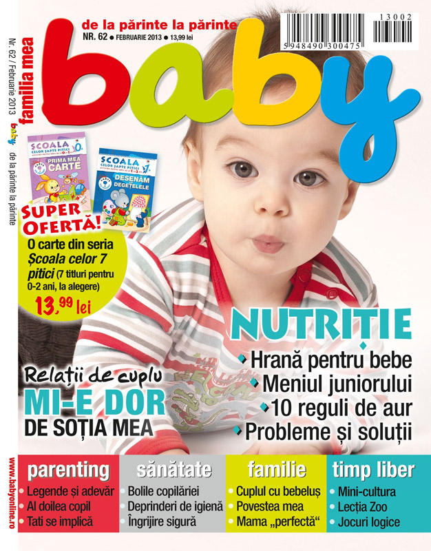 Revista BABY ~~ Cadou: o carte din seria SCOALA CELOR 7 PITICI ~~ Februarie 2013 ~~ Pret pachet: 13,99 lei