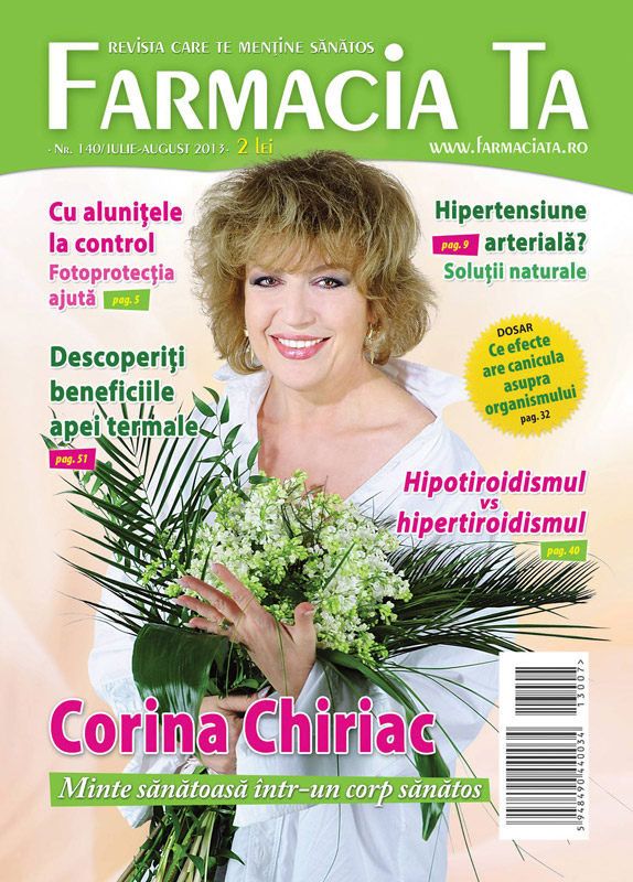 Revista Farmacia Ta ~~ Coperta: Corina Chiriac ~~ Iulie - August 2013