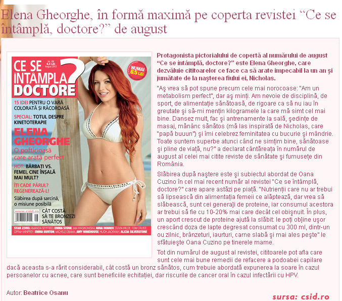 Promo pentru revista Ce se intampla, Doctore?, editia August 2013