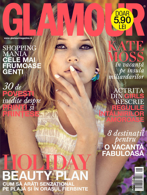 Glamour Romania ~~ Cover girl: Kate Moss ~~ August 2013