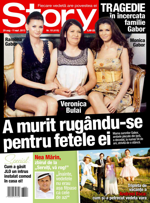 Revista Story Romania ~~ Coperta: surorile Gabor ~~ 30 August 2013