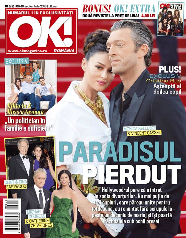 OK! Magazine ~~ Coperta: Monica Bellucci si Vincent Cassel ~~ Supliment: 30 de ani de Bon Jovi ~~ 6 Septembrie 2013