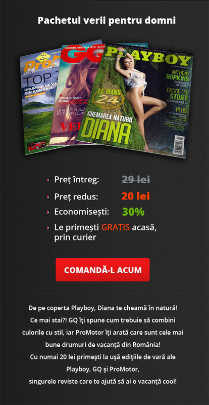 Pachetul de 3 reviste pentru barbati oferit de Mediafax: GQ Romania, Playboy si Pro Motor ~~ Pret: 20 lei