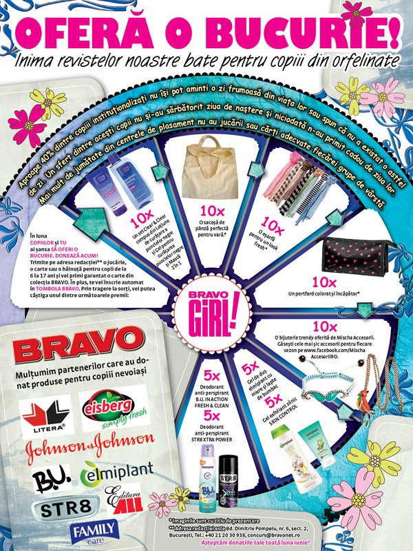 OFERA O BUCURIE, campanie sustinuta de revistele BRAVO si Bravo Girl! ~~ Iunie 2013