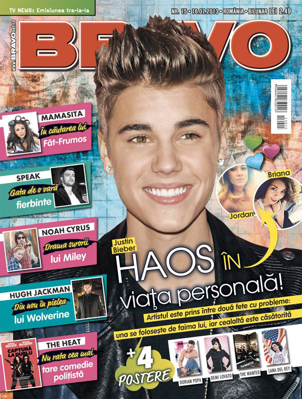 Revista BRAVO ~~ Coperta: Justin Bieber ~~ 16 Iulie 2013
