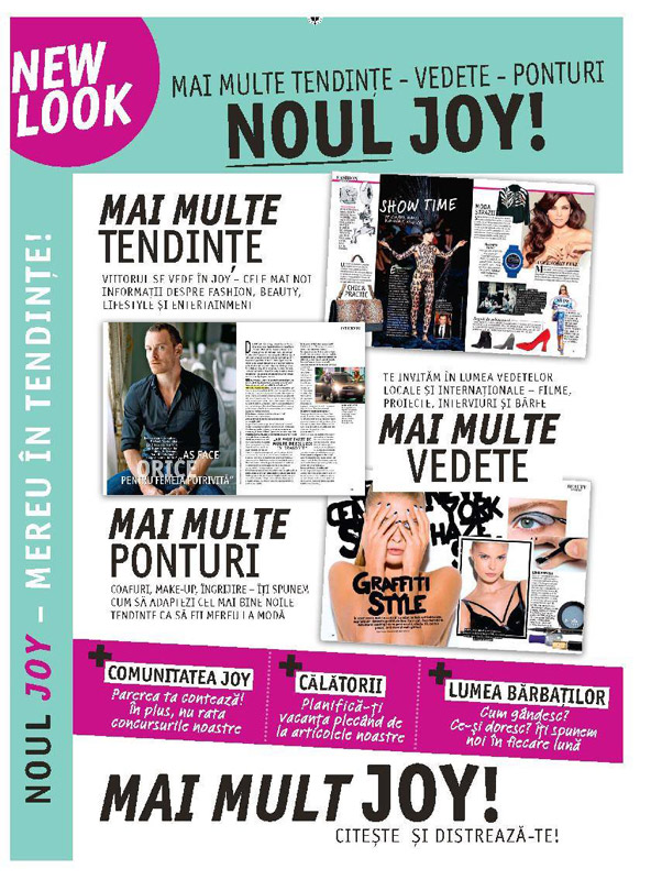 Promo pentru revista JOY Romania, editia Ianuarie 2014