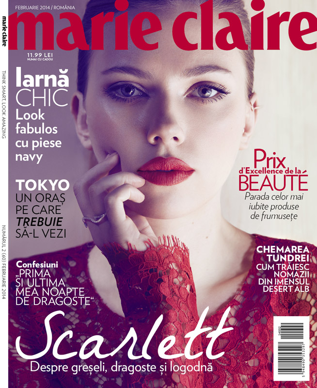 Marie Claire Romania ~~ Coperta: Scarlett Johansson ~~ Februarie 2014