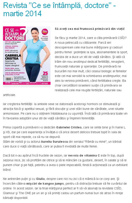 Promo pentru revista CE SE INTAMPLA, DOCTORE?, editia Martie 2014
