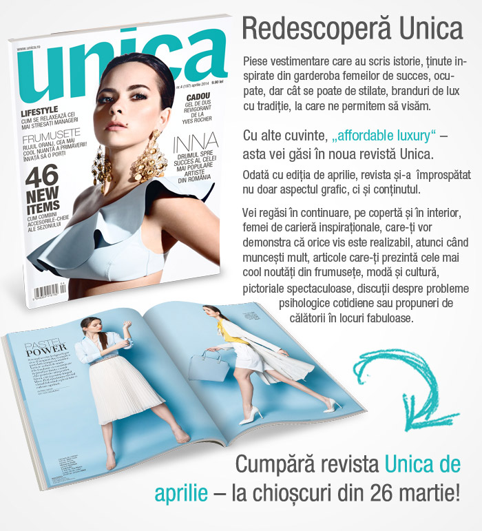 Promo pentru noul format al editiei de Aprilie 2014 a revistei UNICA