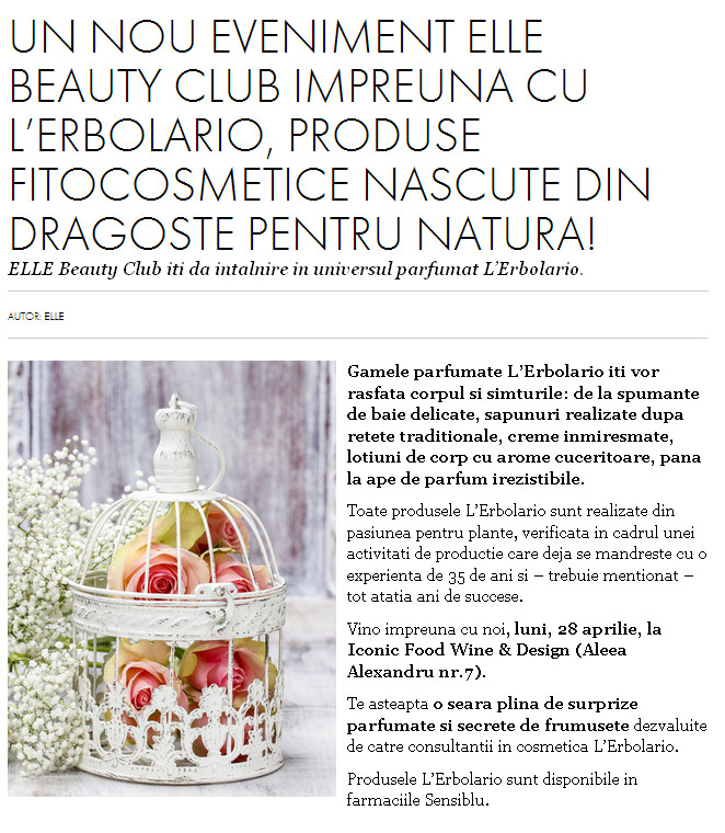 ELLE Beauty Club ~~ Eveniment L'Erbolario ~~ Bucuresti, 28 Aprilie 2014