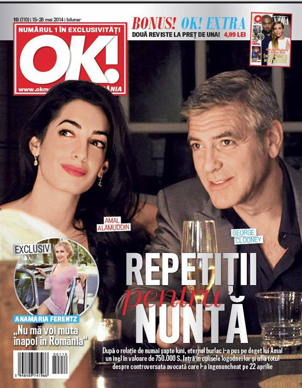OK! Magazine Romania ~~ Coperta: George Clooney si Amal Alamuddin ~~ 15 Mai 2014