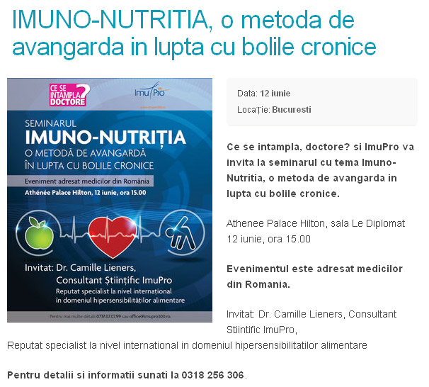 Eveniment CSID ~~ Seminarul Imuno-nutritia ~~ Bucuresti, 12 Iunie 2014