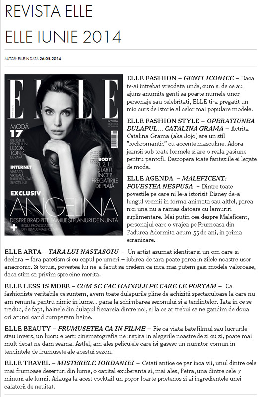 Promo pentru revista ELLE Romania, editia Iunie 2014