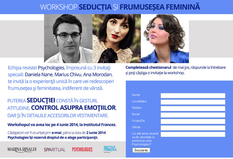 Workshop Psychologies ~~ Seductia si Frumusetea Feminina ~~ Bucuresti, 4 Iunie 2014