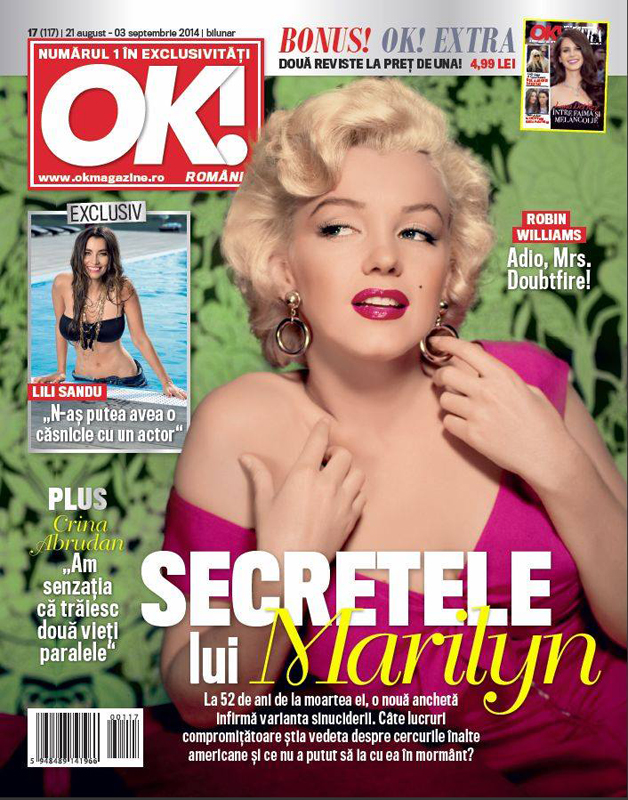 OK! Magazine Romania ~~ Secretele lui Marilyn Monroe ~~ 21 August 2014 ~~ Pret: 5 lei
