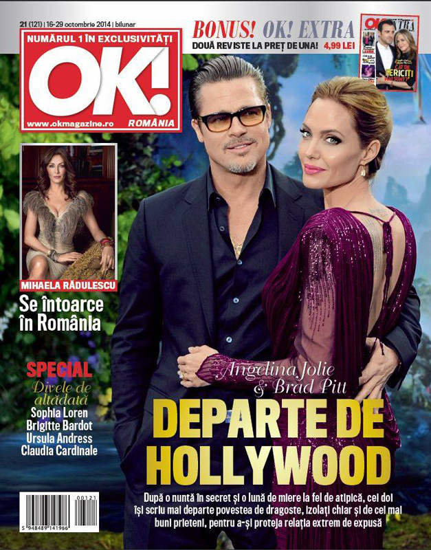OK! Magazine Romania ~~ Cover people: Brad Pitt si Angelina Jolie ~~ 16 Octombrie 2014 ~~ Pret: 5 lei