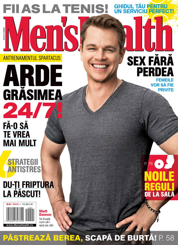 Mens Health Romania ~~ Coperta: Matt Damon ~~ Mai 2014