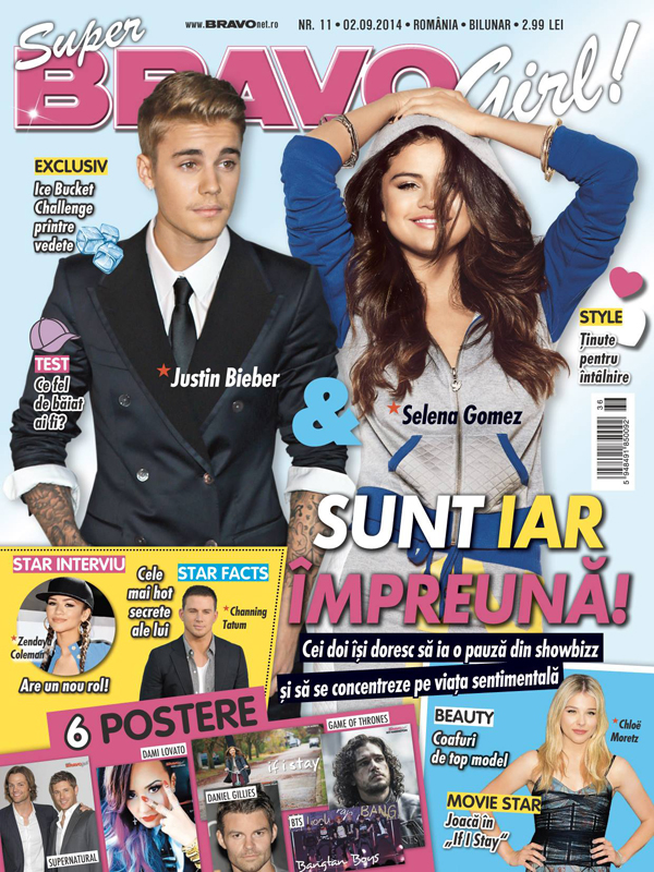 Super Bravo Girl ~~ Coperta: Justin Bieber si Selena Gomez ~~ Nr. 11 din 2 Septembrie 2014 ~~ Pret: 3 lei