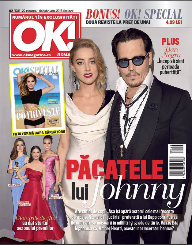 OK! Magazine Romania ~~ Coperta: Johnny Depp ~~ 22 Ianuarie 2015 ~~ Pret: 5 lei