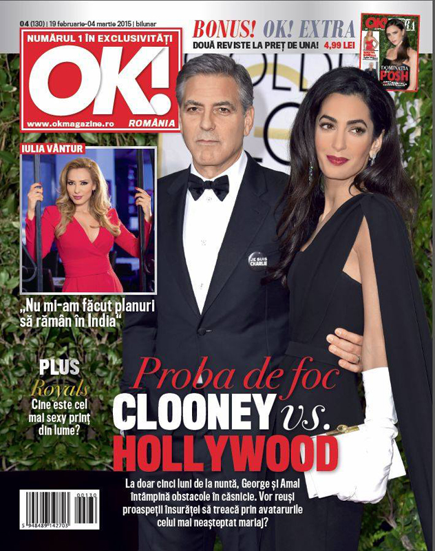 OK! Magazine Romania ~~ Coperta: George Clooney si Amal ~~ 19 Februarie 2015 ~~ Pret: 5 lei