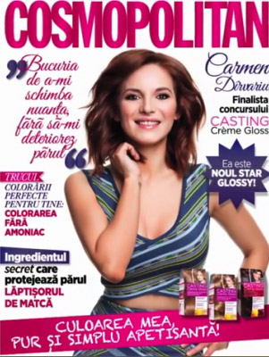 Cosmopolitan Romania ~~ Coperta: Carmen Dîrvariu, finalista concursului L’Oreal Casting Creme Gloss ~~ Iunie 2015