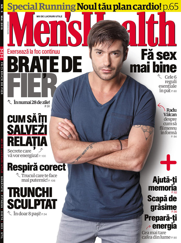Men\'s Health Romania ~~ Coperta: Radu Valcan  ~~ Mai 2015 ~~ Pret: 11 lei