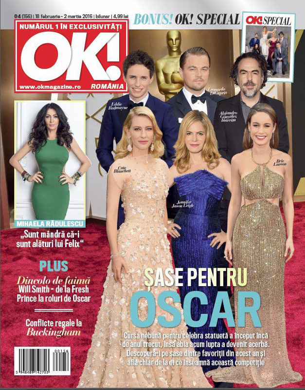 OK! Magazine Romania ~~ Sase pentru Oscar ~~ Pret: 5 lei ~~ 18 Februarie 2016