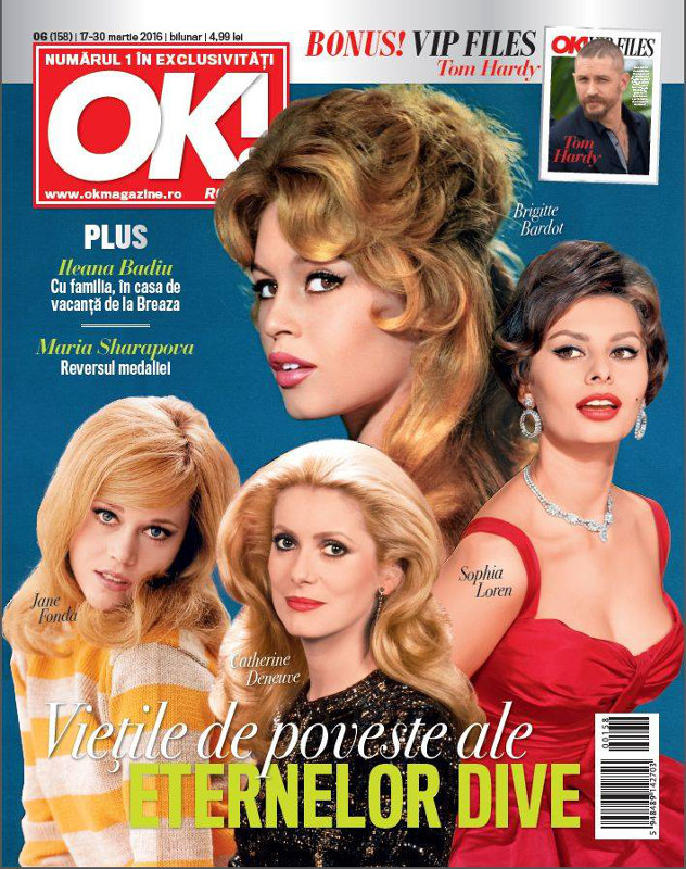 OK! Magazine Romania ~~ Coperta: Eternele Dive ~~ VIP Files: Tom Hardy ~~ 17 Martie 2016 ~~ Pret: 5 lei