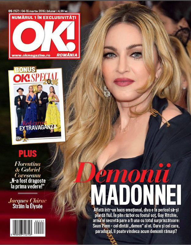OK! Magazine Romania ~~ Coperta: Madonna ~~ OK! Special 2016: Red Carpet Extravaganza ~~ 4 Martie 2016 ~~ Pret: 5 lei